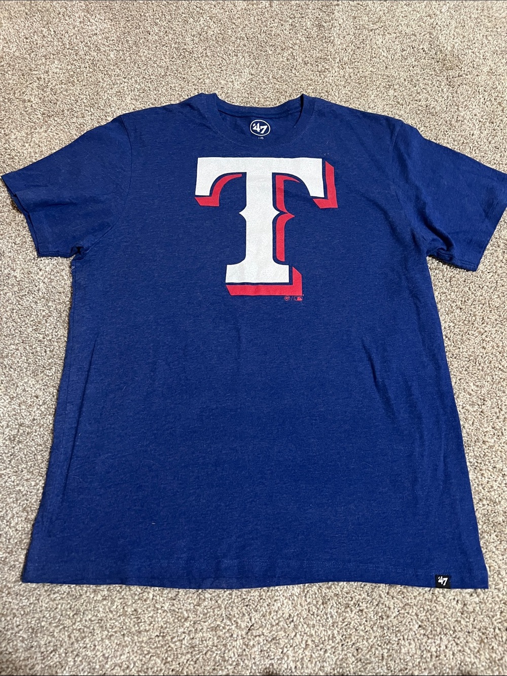 47 Navy Short Sleeve Tee with White and Red 'T' Logo